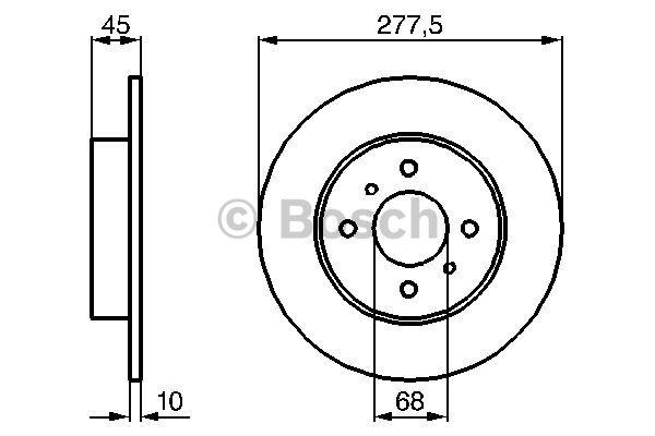 Rear brake disc, non-ventilated Bosch 0 986 479 105