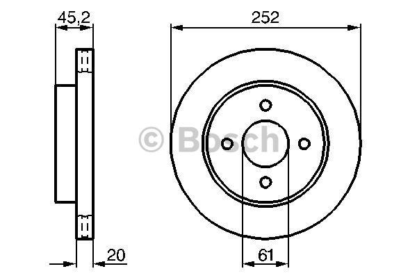 Front brake disc ventilated Bosch 0 986 479 238