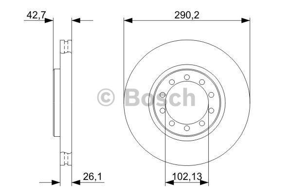 Bosch Front brake disc ventilated – price 144 PLN