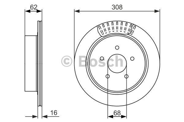 Bosch Rear ventilated brake disc – price 177 PLN