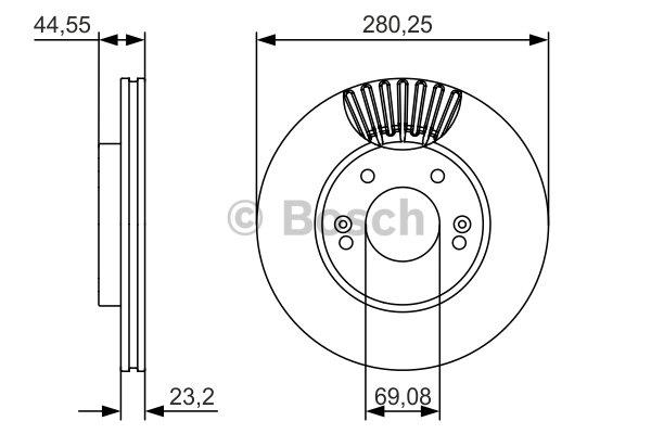 Bosch Front brake disc ventilated – price 147 PLN