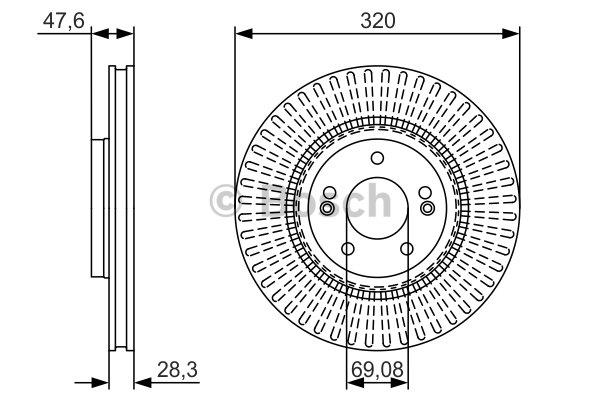 Bosch Front vented brake disc – price 242 PLN