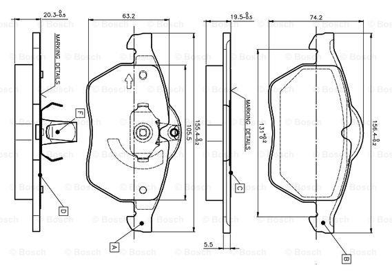 Bosch 0 986 TB2 017 Brake Pad Set, disc brake 0986TB2017