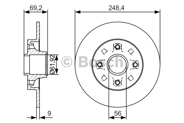 Rear brake disc, non-ventilated Bosch 0 986 479 S43