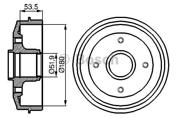 Bosch 0 986 477 019 Rear brake drum 0986477019