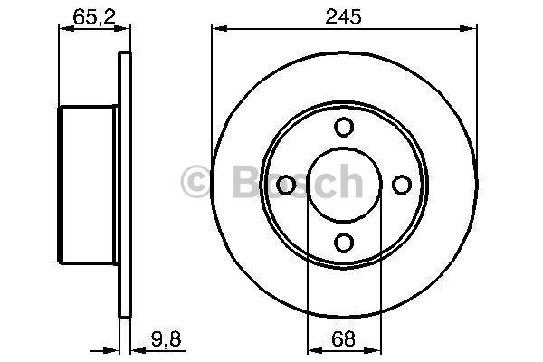 Rear brake disc, non-ventilated Bosch 0 986 478 073