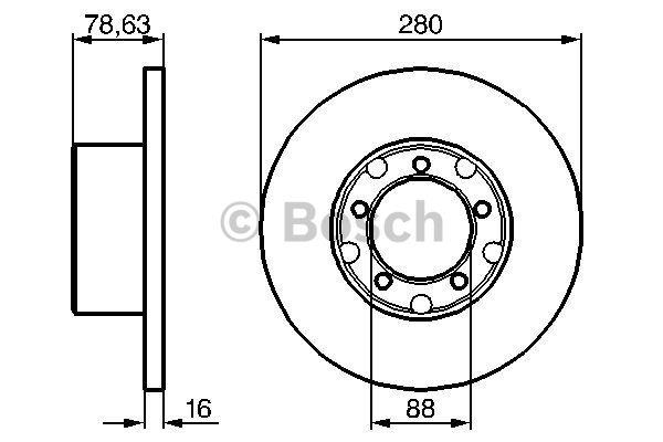 Bosch Unventilated front brake disc – price 172 PLN