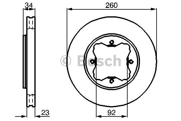 Front brake disc ventilated Bosch 0 986 478 568