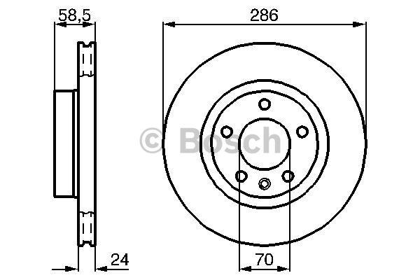 Front brake disc ventilated Bosch 0 986 478 594