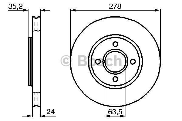 Bosch 0 986 478 822 Front brake disc ventilated 0986478822