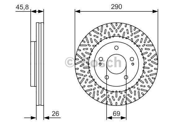 Bosch Front vented brake disc – price 208 PLN