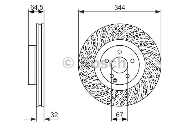 Bosch Front vented brake disc – price 341 PLN