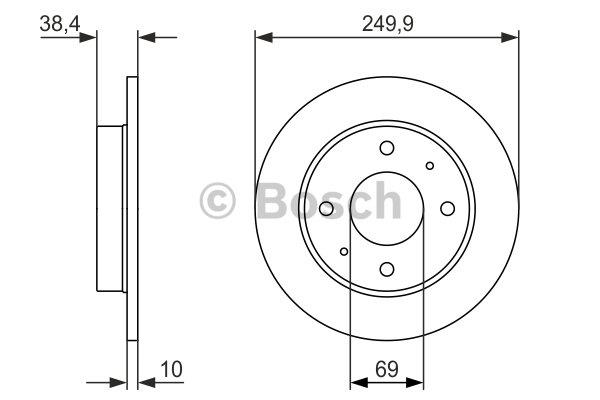 Bosch 0 986 479 966 Rear brake disc, non-ventilated 0986479966