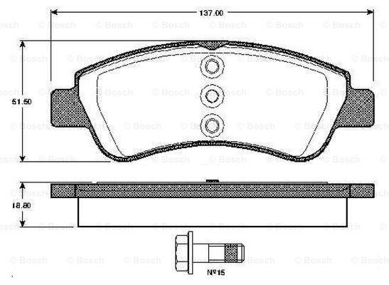 Bosch 0 986 TB2 830 Brake Pad Set, disc brake 0986TB2830