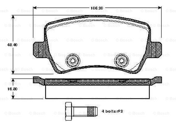 Bosch 0 986 TB3 004 Brake Pad Set, disc brake 0986TB3004