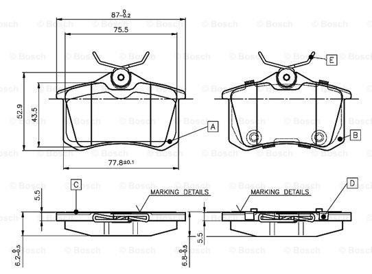 Bosch 0 986 TB3 066 Brake Pad Set, disc brake 0986TB3066