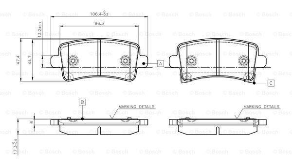 Bosch 0 986 TB3 106 Brake Pad Set, disc brake 0986TB3106