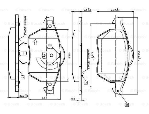 Bosch 0 986 TB2 214 Brake Pad Set, disc brake 0986TB2214