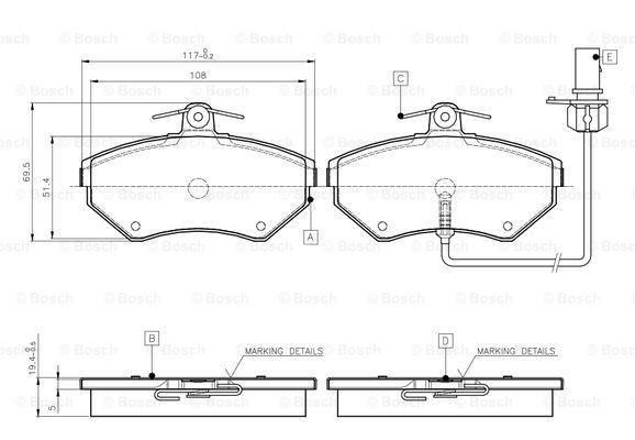 Bosch 0 986 TB2 312 Brake Pad Set, disc brake 0986TB2312