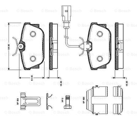 Bosch 0 986 TB2 376 Brake Pad Set, disc brake 0986TB2376