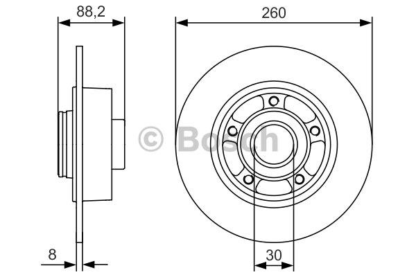 Bosch Rear brake disc, non-ventilated – price 421 PLN