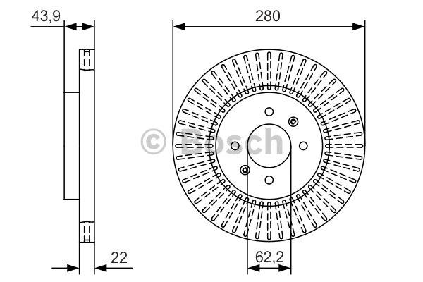 Bosch Front vented brake disc – price 211 PLN