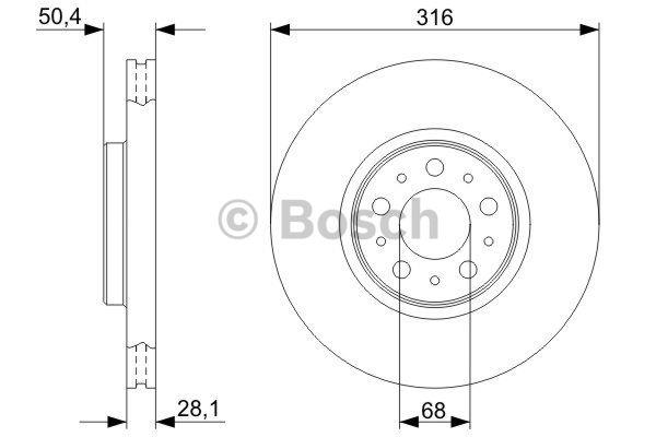 Bosch Front brake disc ventilated – price 213 PLN