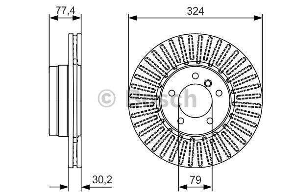 Bosch Front brake disc ventilated – price 278 PLN