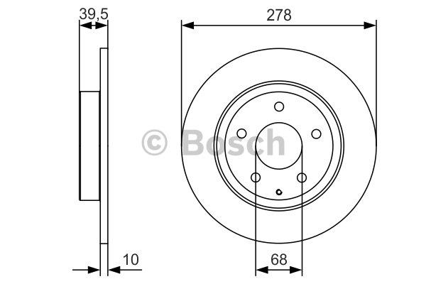 Bosch Rear brake disc, non-ventilated – price 142 PLN