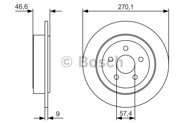 Bosch 0 986 479 V44 Rear brake disc, non-ventilated 0986479V44