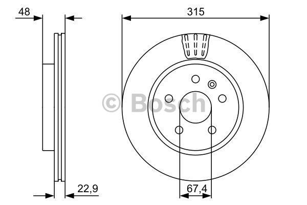 Bosch Rear ventilated brake disc – price 210 PLN
