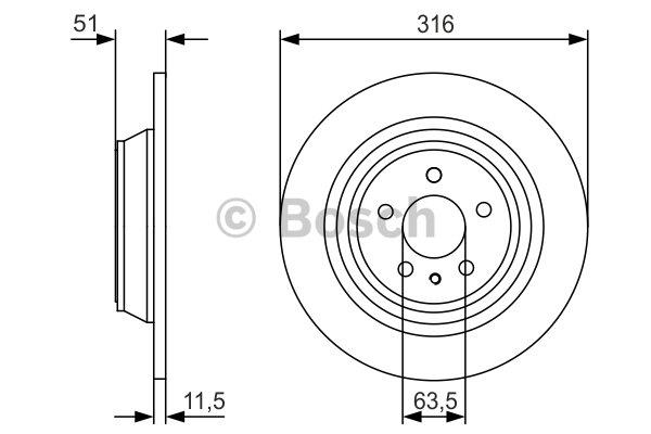 Bosch 0 986 479 V24 Rear brake disc, non-ventilated 0986479V24