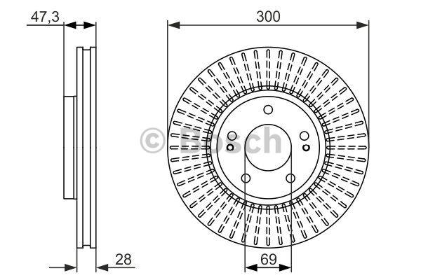Bosch Front vented brake disc – price 202 PLN