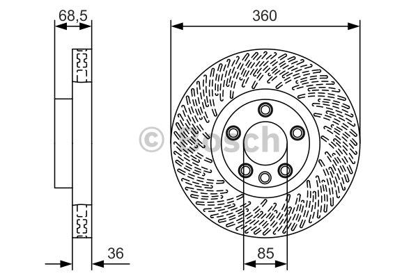 Bosch Front brake disc ventilated – price 345 PLN