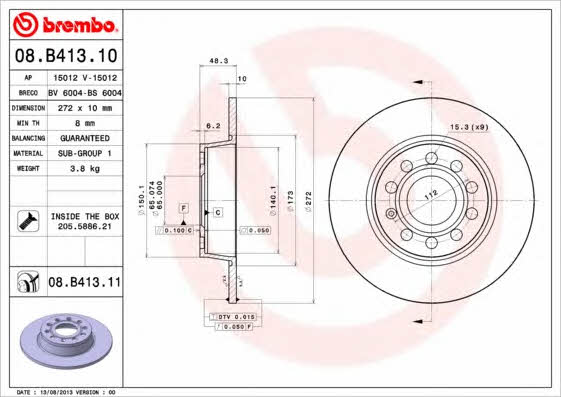 Breco BS 6004 Rear brake disc, non-ventilated BS6004