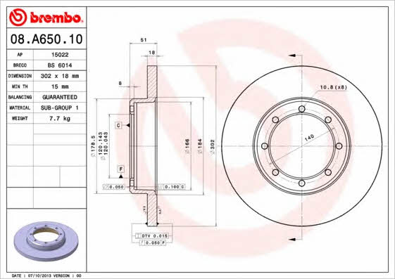 Breco BS 6014 Rear brake disc, non-ventilated BS6014