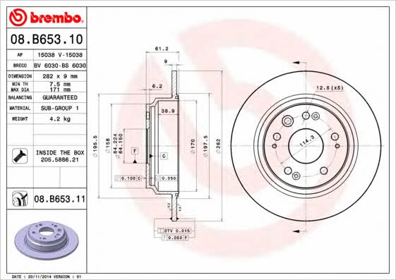 Breco BS 6030 Rear brake disc, non-ventilated BS6030