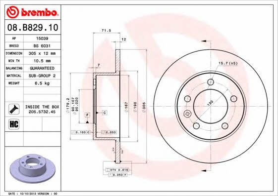 Breco BS 6031 Rear brake disc, non-ventilated BS6031