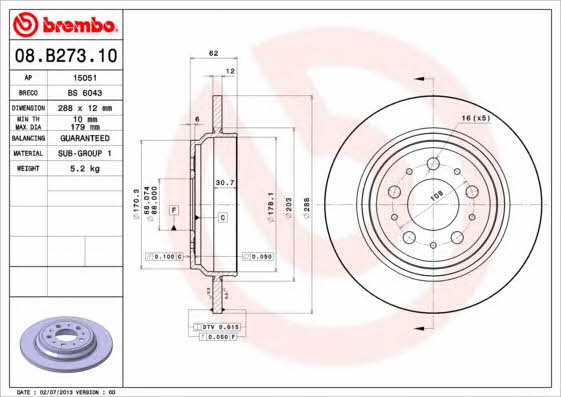 Breco BS 6043 Rear brake disc, non-ventilated BS6043