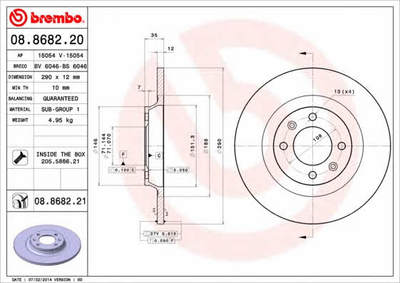 Breco BS 6046 Rear brake disc, non-ventilated BS6046