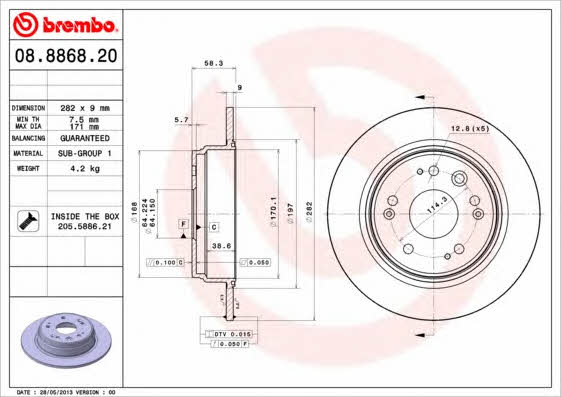 Breco BS 6047 Rear brake disc, non-ventilated BS6047