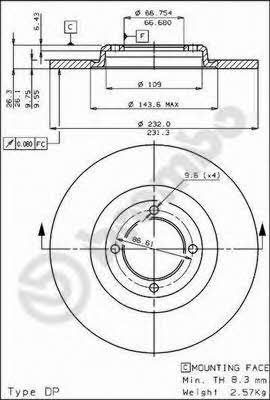 Breco BS 7047 Unventilated front brake disc BS7047