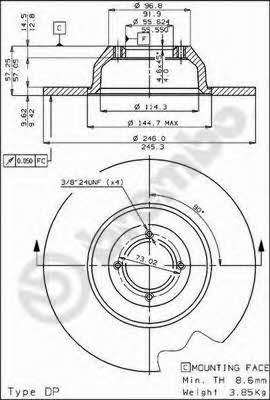 Breco BS 7166 Unventilated front brake disc BS7166