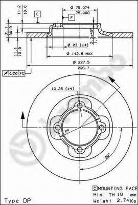 Breco BS 7269 Unventilated front brake disc BS7269