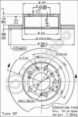 Breco BS 7335 Unventilated front brake disc BS7335