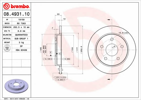 Breco BS 7363 Rear brake disc, non-ventilated BS7363