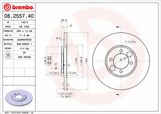 Breco BS 7384 Rear brake disc, non-ventilated BS7384
