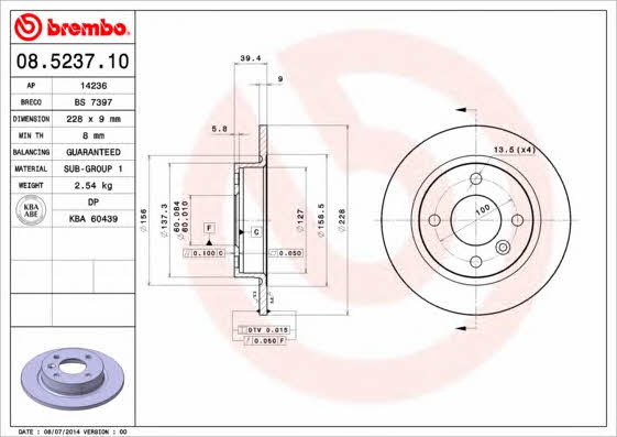 Breco BS 7397 Rear brake disc, non-ventilated BS7397