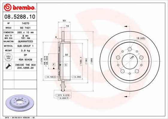 Breco BS 7401 Rear brake disc, non-ventilated BS7401