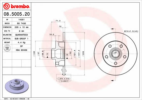 Breco BS 7430 Rear brake disc, non-ventilated BS7430